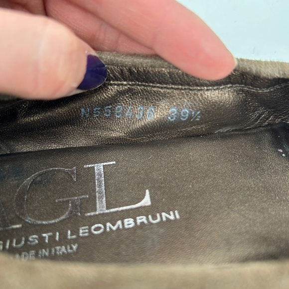 AGL Bella Ballet Flat Brown Suede Buckle Snakeskin Cap Toe Flat Shoes Size 8.5 - Picture 8 of 9